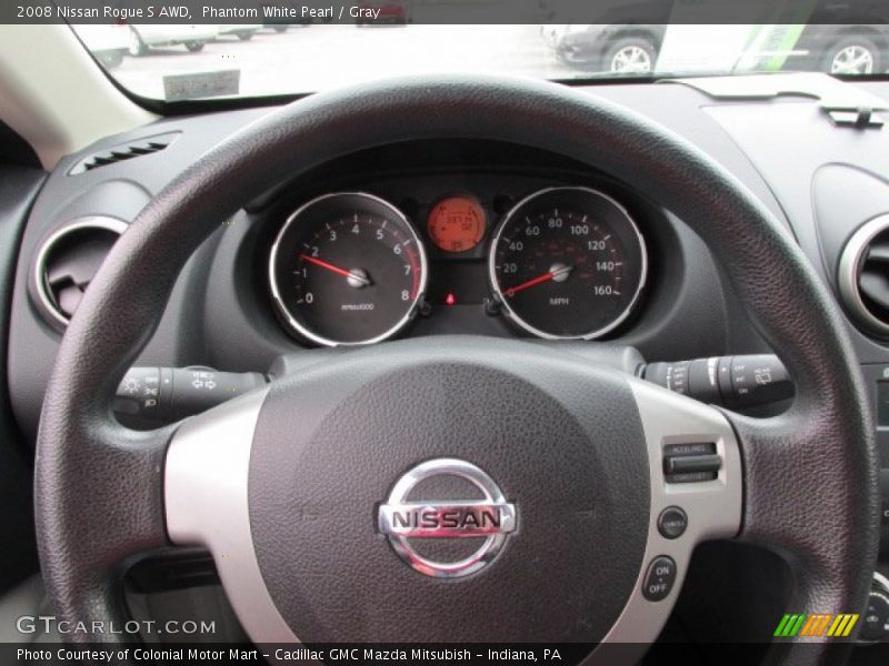 Phantom White Pearl / Gray 2008 Nissan Rogue S AWD