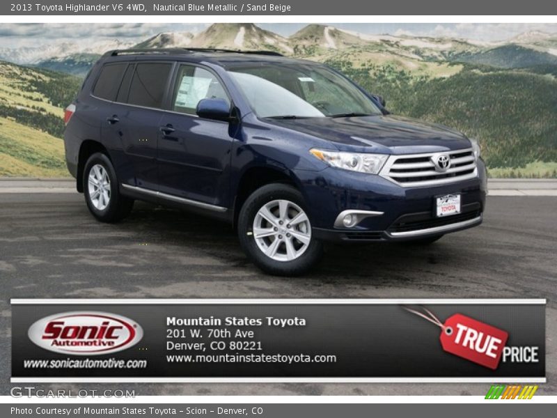 Nautical Blue Metallic / Sand Beige 2013 Toyota Highlander V6 4WD