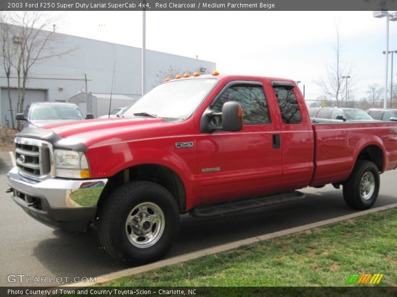 Red Clearcoat / Medium Parchment Beige 2003 Ford F250 Super Duty Lariat SuperCab 4x4