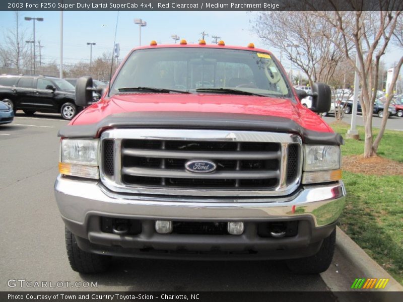 Red Clearcoat / Medium Parchment Beige 2003 Ford F250 Super Duty Lariat SuperCab 4x4