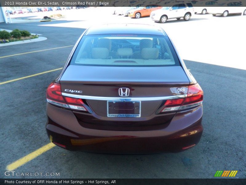 Crimson Red Pearl / Beige 2013 Honda Civic EX-L Sedan