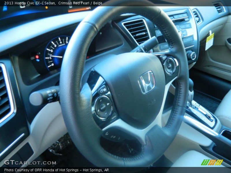 Crimson Red Pearl / Beige 2013 Honda Civic EX-L Sedan