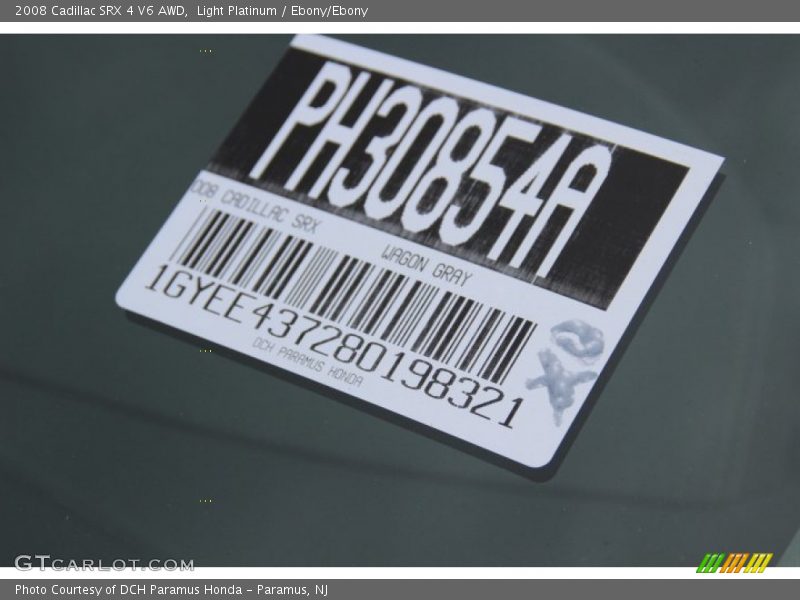Light Platinum / Ebony/Ebony 2008 Cadillac SRX 4 V6 AWD