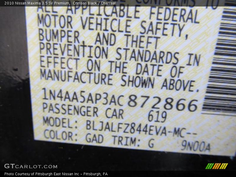 GAD - 2010 Nissan Maxima 3.5 SV Premium