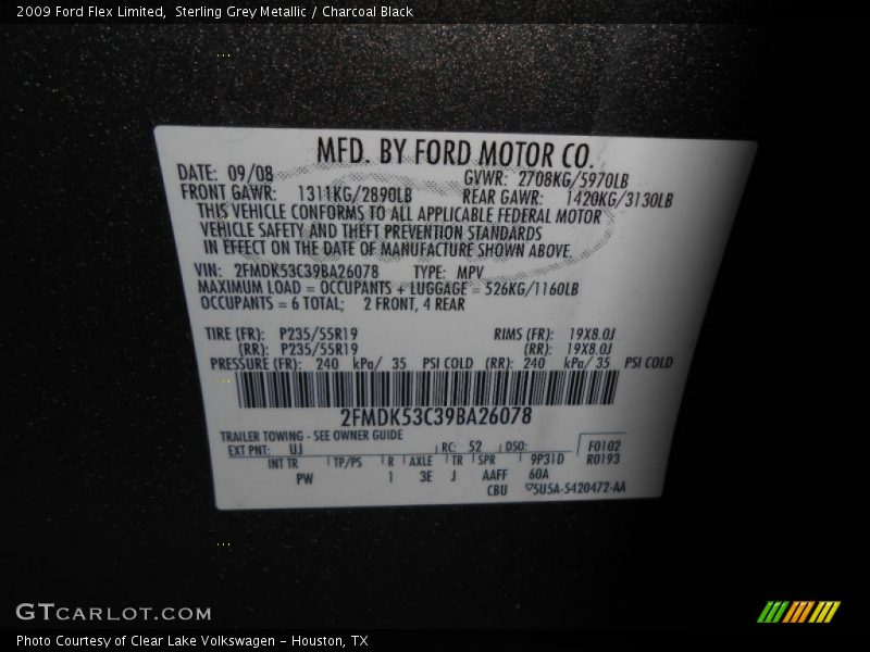 Sterling Grey Metallic / Charcoal Black 2009 Ford Flex Limited