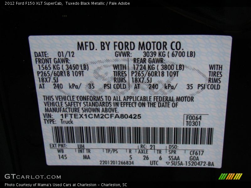 Tuxedo Black Metallic / Pale Adobe 2012 Ford F150 XLT SuperCab