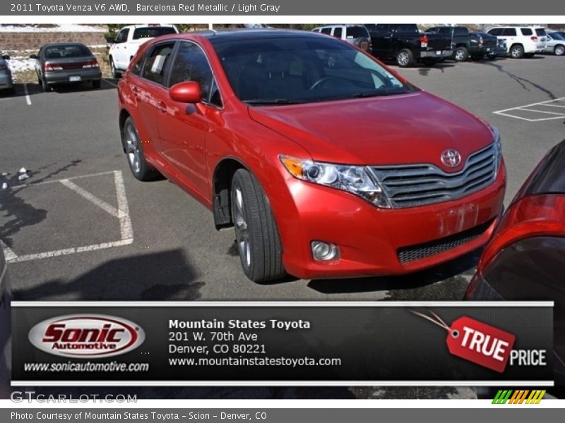 Barcelona Red Metallic / Light Gray 2011 Toyota Venza V6 AWD