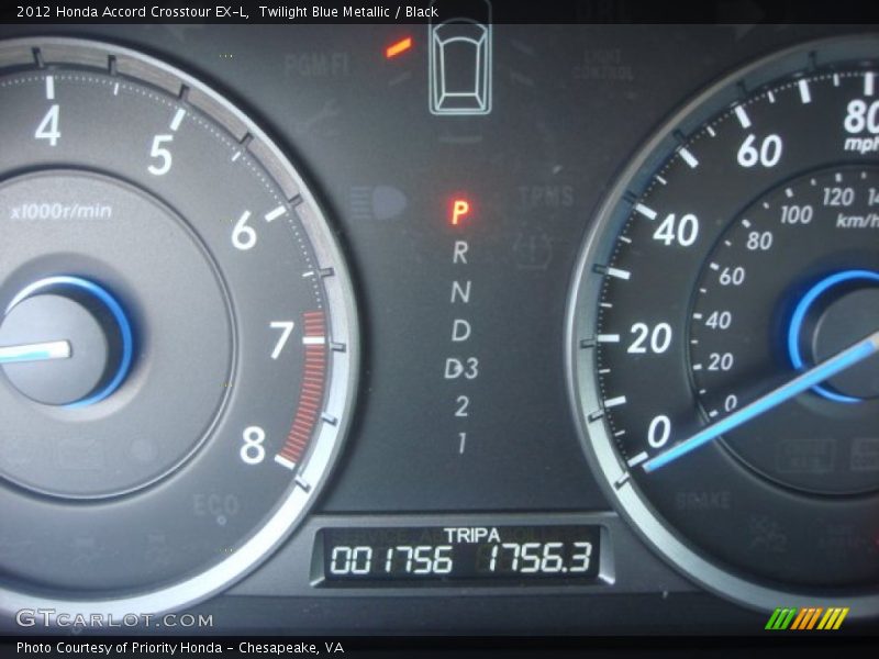 Twilight Blue Metallic / Black 2012 Honda Accord Crosstour EX-L