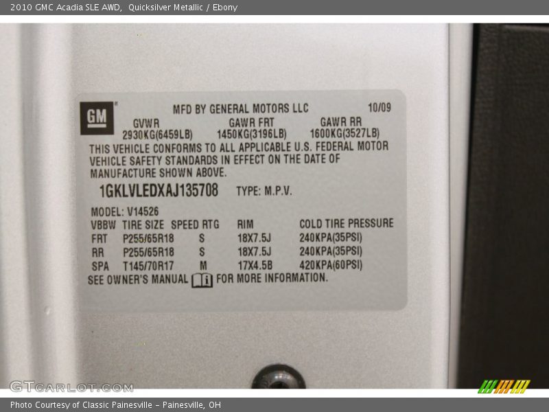 Quicksilver Metallic / Ebony 2010 GMC Acadia SLE AWD