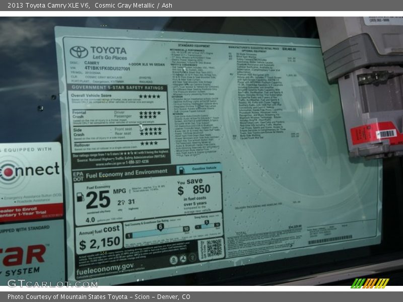 Cosmic Gray Metallic / Ash 2013 Toyota Camry XLE V6