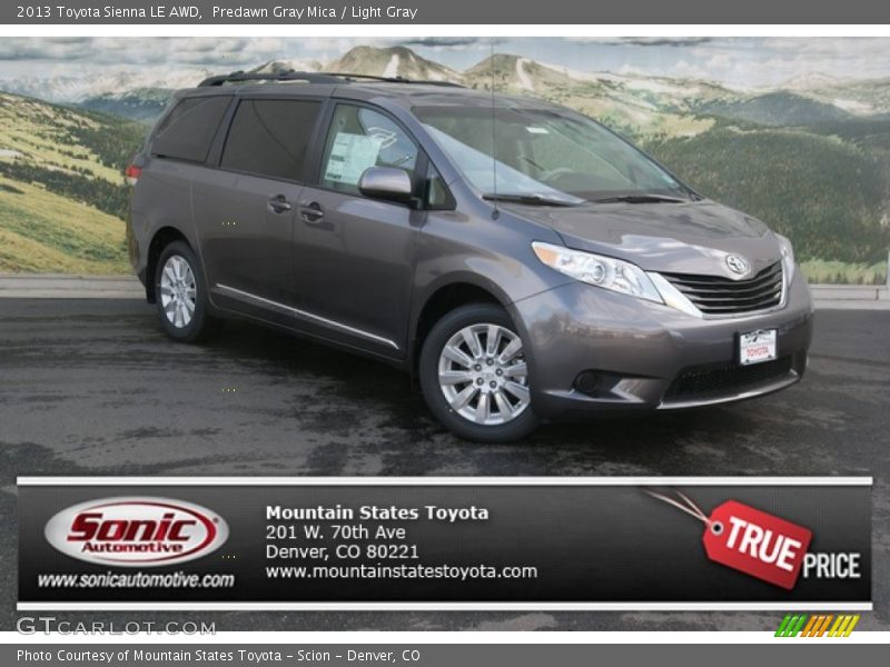 Predawn Gray Mica / Light Gray 2013 Toyota Sienna LE AWD