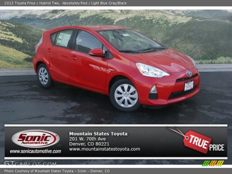 Absolutely Red / Light Blue Gray/Black 2013 Toyota Prius c Hybrid Two