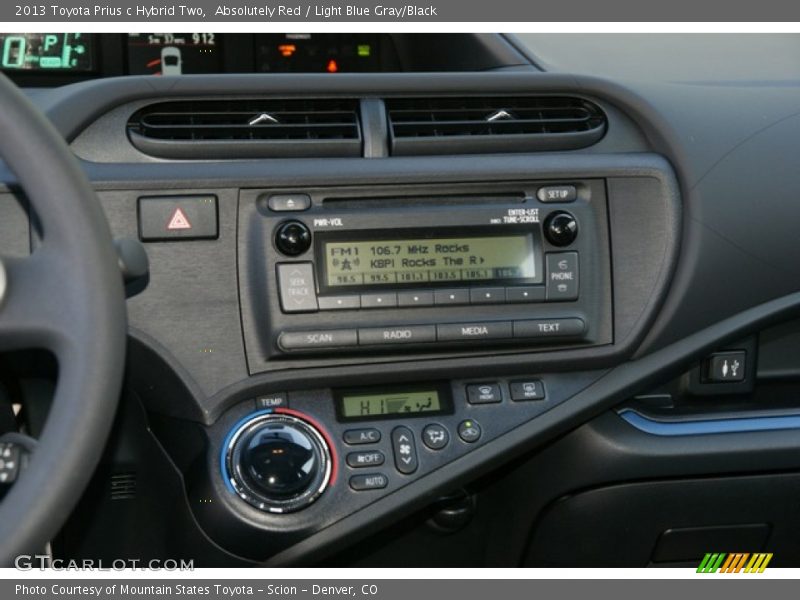 Absolutely Red / Light Blue Gray/Black 2013 Toyota Prius c Hybrid Two