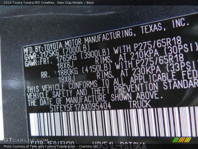 Slate Gray Metallic / Black 2010 Toyota Tundra SR5 CrewMax