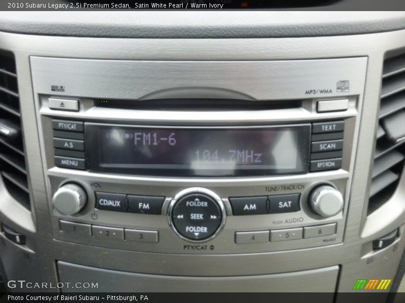 Audio System of 2010 Legacy 2.5i Premium Sedan