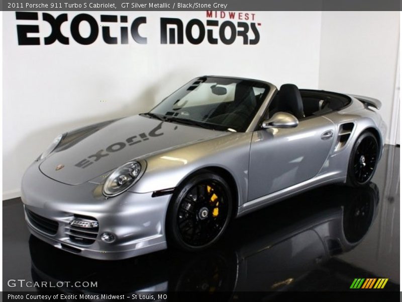 GT Silver Metallic / Black/Stone Grey 2011 Porsche 911 Turbo S Cabriolet