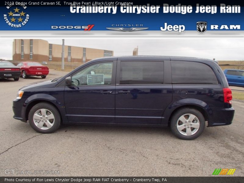True Blue Pearl / Black/Light Graystone 2013 Dodge Grand Caravan SE