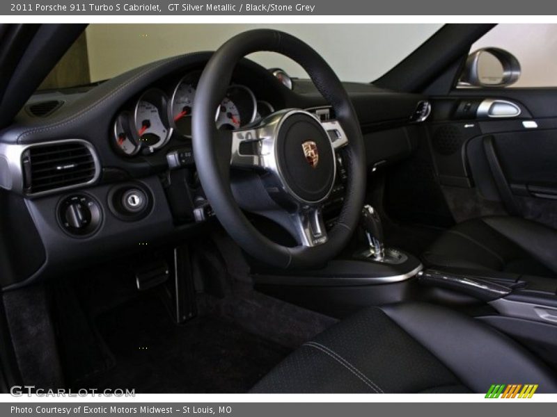 GT Silver Metallic / Black/Stone Grey 2011 Porsche 911 Turbo S Cabriolet