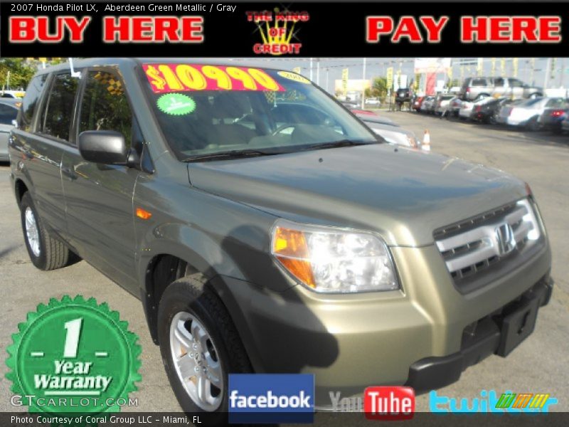 Aberdeen Green Metallic / Gray 2007 Honda Pilot LX