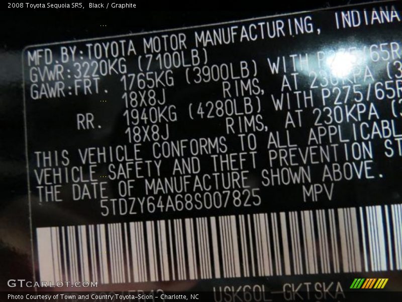 Black / Graphite 2008 Toyota Sequoia SR5
