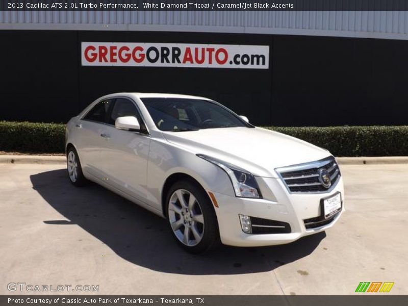 White Diamond Tricoat / Caramel/Jet Black Accents 2013 Cadillac ATS 2.0L Turbo Performance