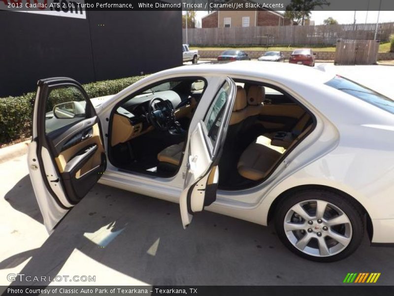 White Diamond Tricoat / Caramel/Jet Black Accents 2013 Cadillac ATS 2.0L Turbo Performance