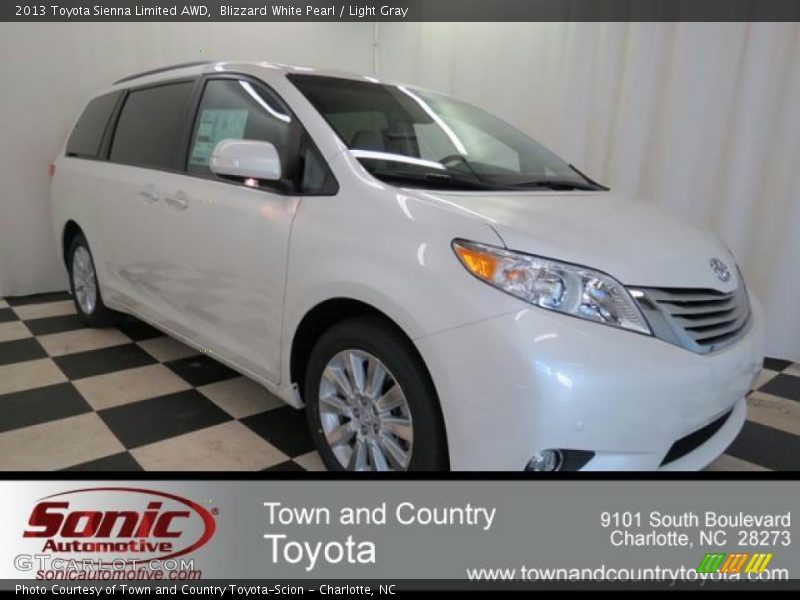 Blizzard White Pearl / Light Gray 2013 Toyota Sienna Limited AWD