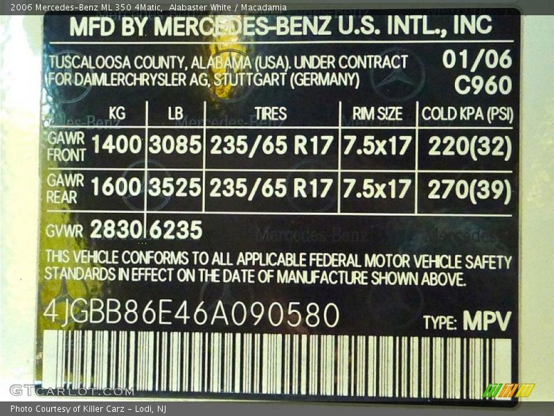 Alabaster White / Macadamia 2006 Mercedes-Benz ML 350 4Matic