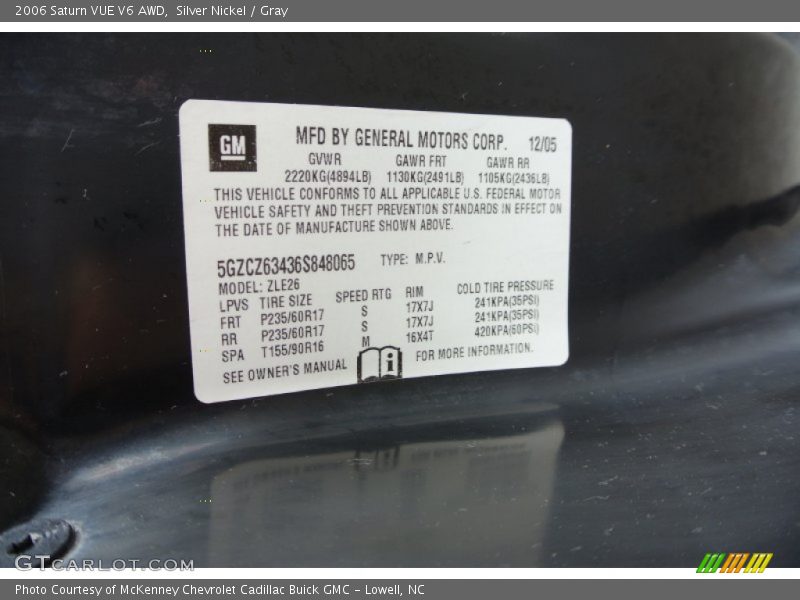 Silver Nickel / Gray 2006 Saturn VUE V6 AWD