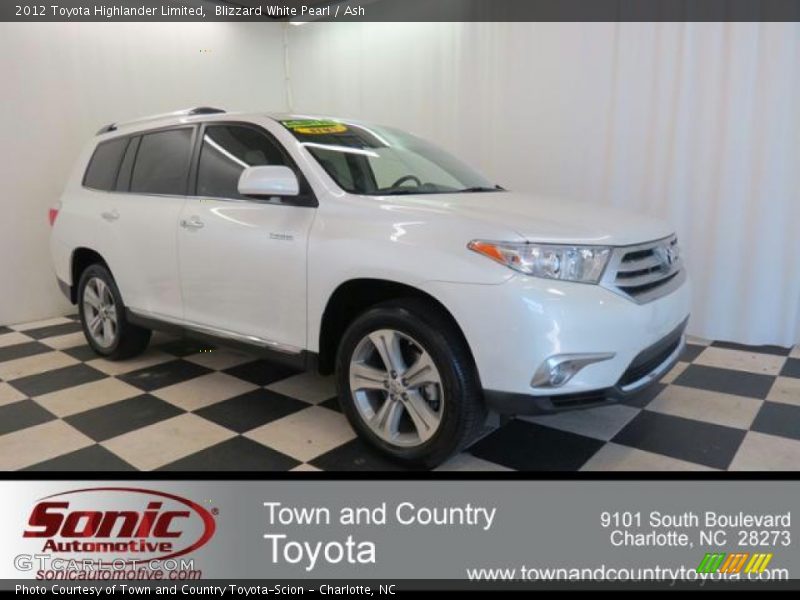 Blizzard White Pearl / Ash 2012 Toyota Highlander Limited