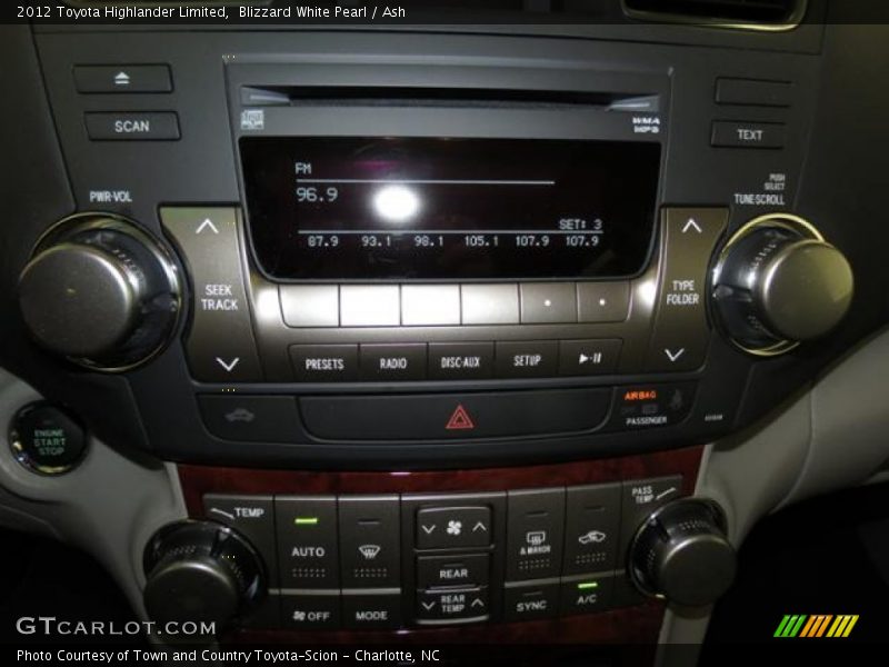 Blizzard White Pearl / Ash 2012 Toyota Highlander Limited