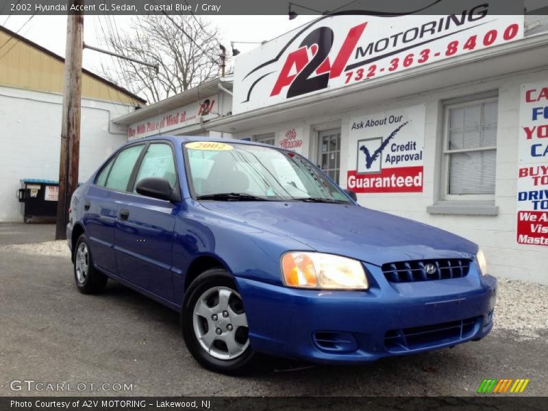 Coastal Blue / Gray 2002 Hyundai Accent GL Sedan