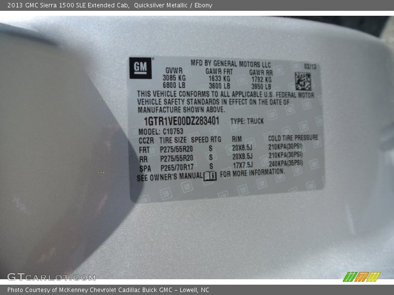 Quicksilver Metallic / Ebony 2013 GMC Sierra 1500 SLE Extended Cab