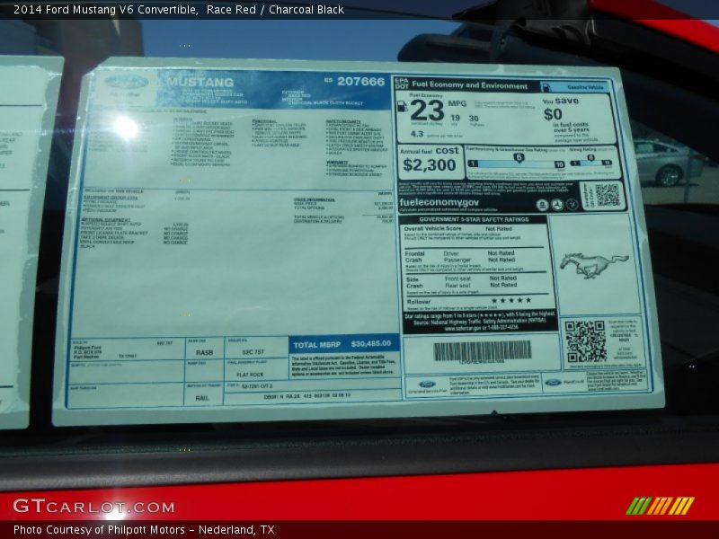  2014 Mustang V6 Convertible Window Sticker