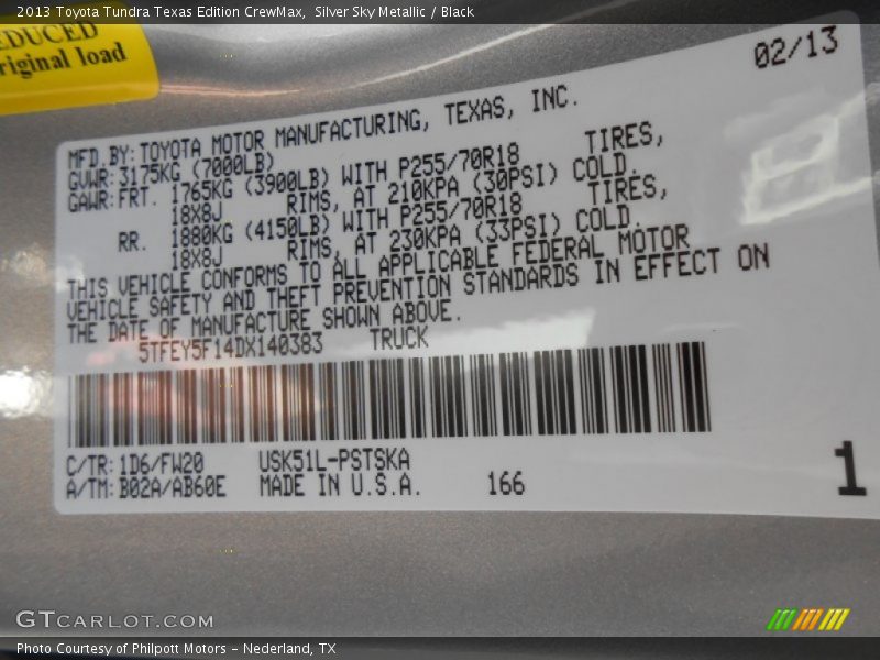 Silver Sky Metallic / Black 2013 Toyota Tundra Texas Edition CrewMax