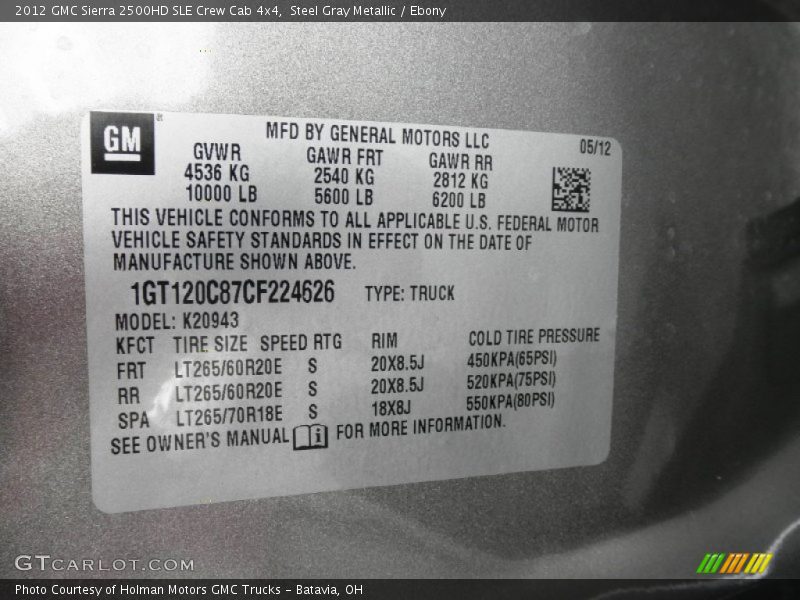 Steel Gray Metallic / Ebony 2012 GMC Sierra 2500HD SLE Crew Cab 4x4