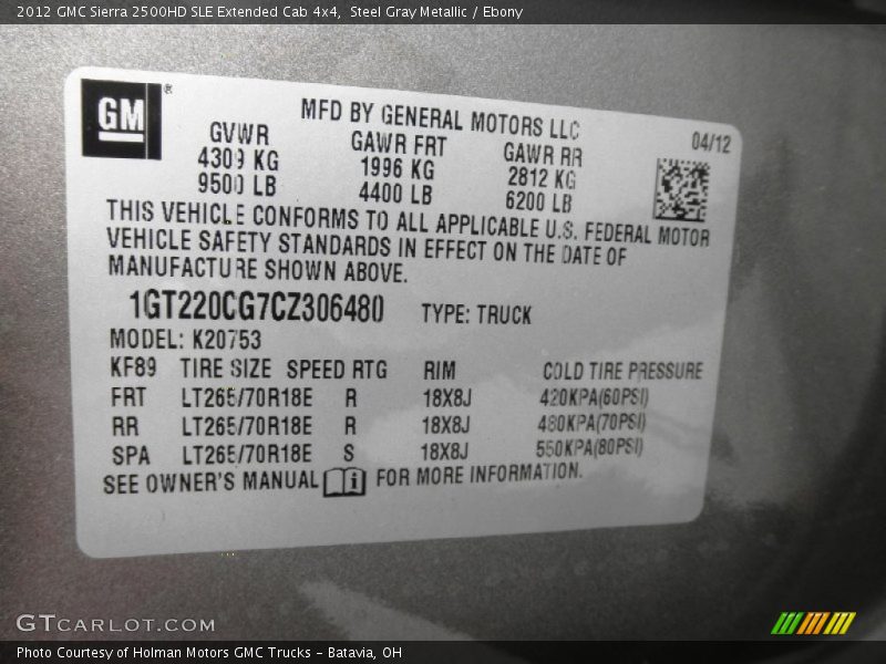 Steel Gray Metallic / Ebony 2012 GMC Sierra 2500HD SLE Extended Cab 4x4