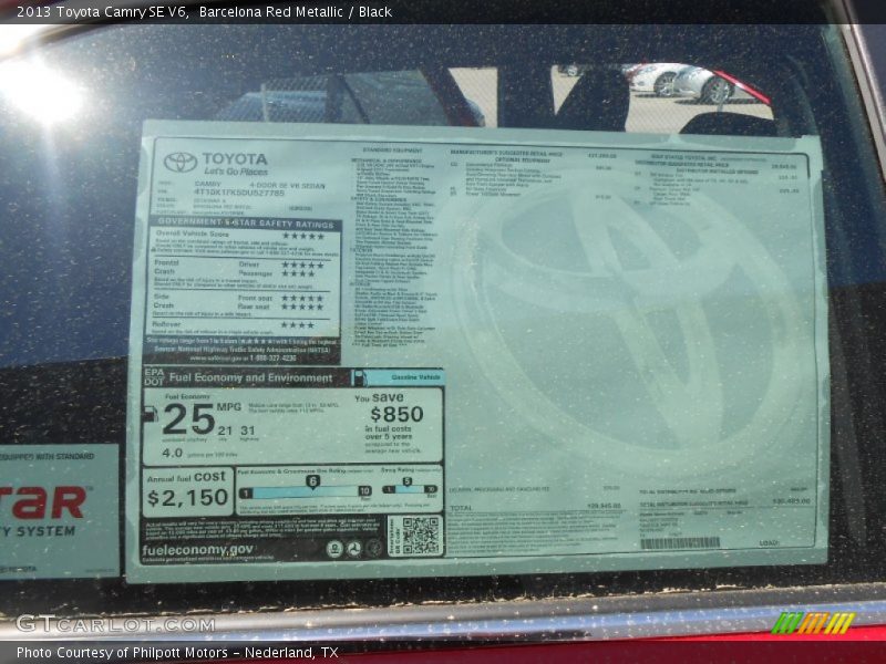 Barcelona Red Metallic / Black 2013 Toyota Camry SE V6