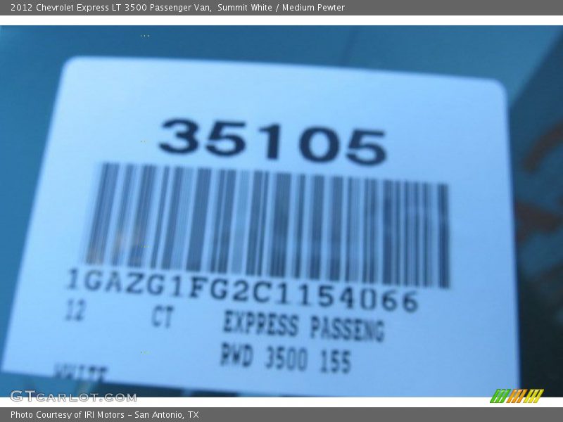 Summit White / Medium Pewter 2012 Chevrolet Express LT 3500 Passenger Van
