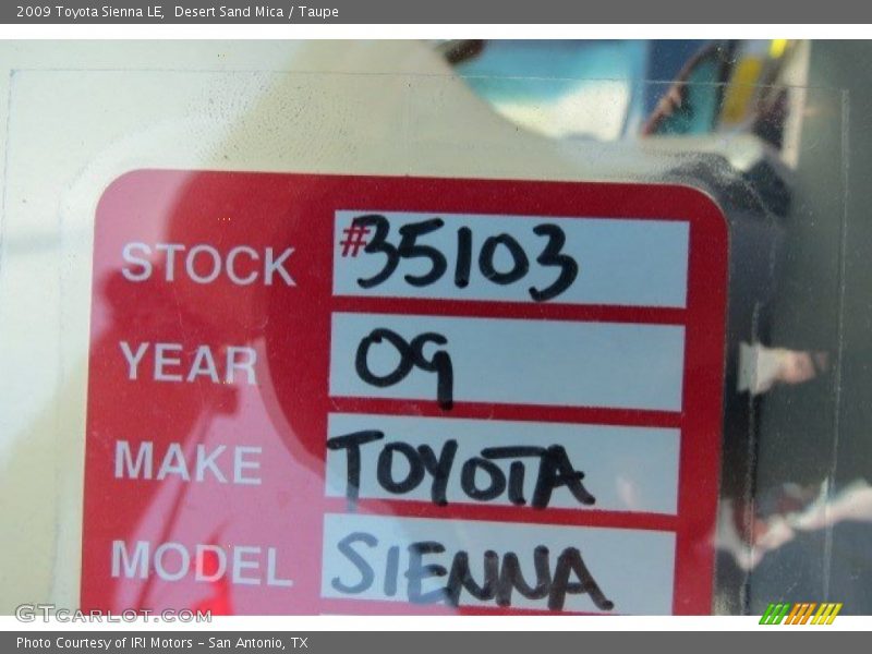 Desert Sand Mica / Taupe 2009 Toyota Sienna LE