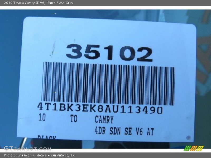Black / Ash Gray 2010 Toyota Camry SE V6