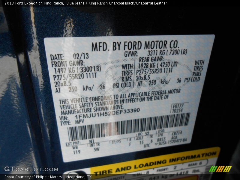 Blue Jeans / King Ranch Charcoal Black/Chaparral Leather 2013 Ford Expedition King Ranch