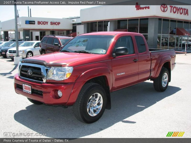 Impulse Red Pearl / Taupe 2007 Toyota Tacoma PreRunner Access Cab