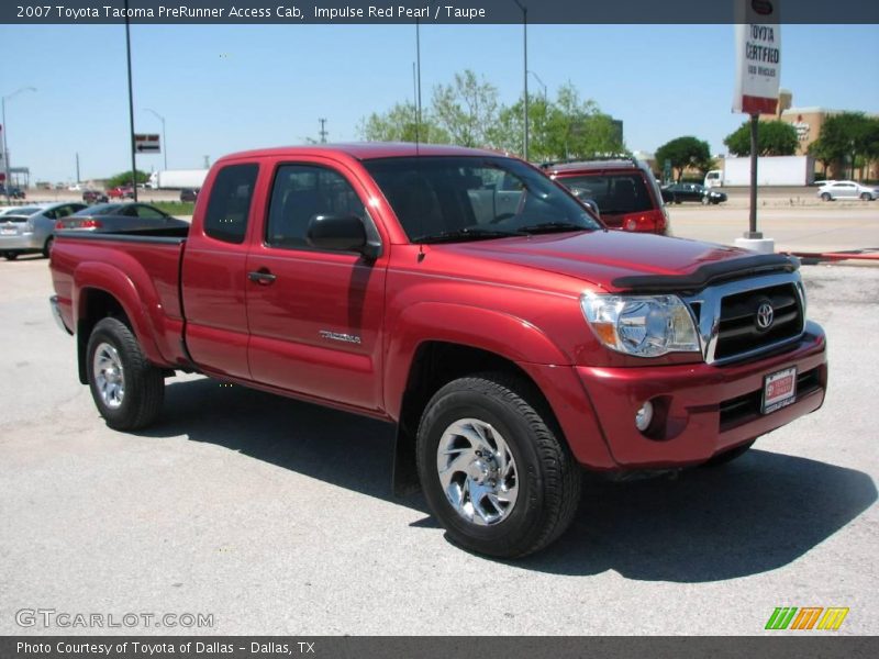 Impulse Red Pearl / Taupe 2007 Toyota Tacoma PreRunner Access Cab