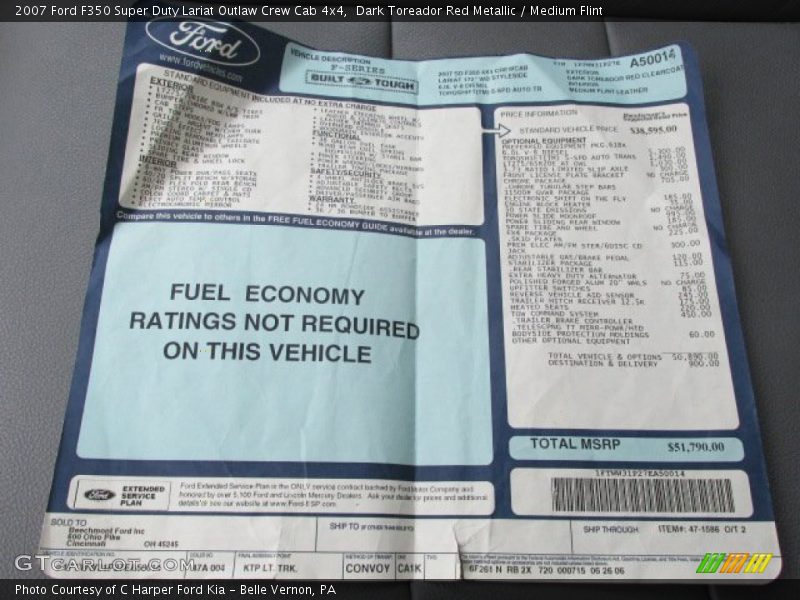 Dark Toreador Red Metallic / Medium Flint 2007 Ford F350 Super Duty Lariat Outlaw Crew Cab 4x4