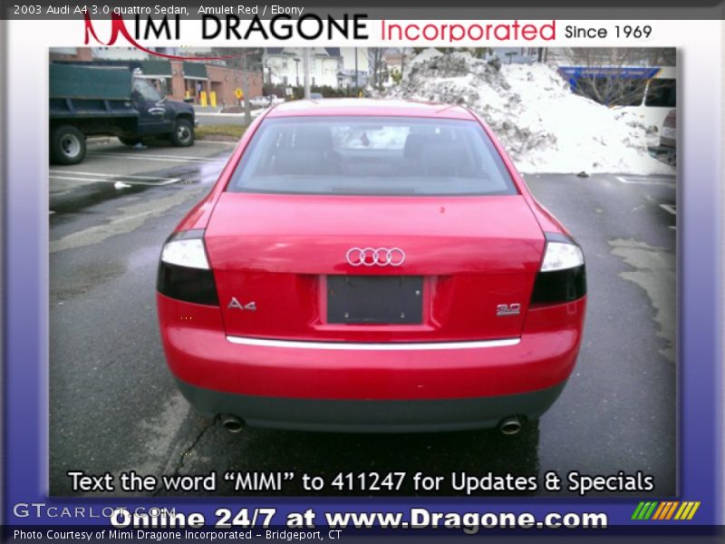 Amulet Red / Ebony 2003 Audi A4 3.0 quattro Sedan