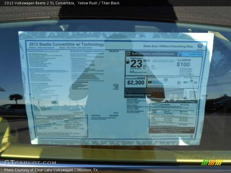 Yellow Rush / Titan Black 2013 Volkswagen Beetle 2.5L Convertible
