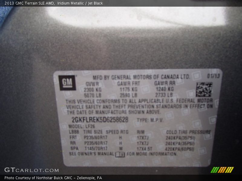 Iridium Metallic / Jet Black 2013 GMC Terrain SLE AWD