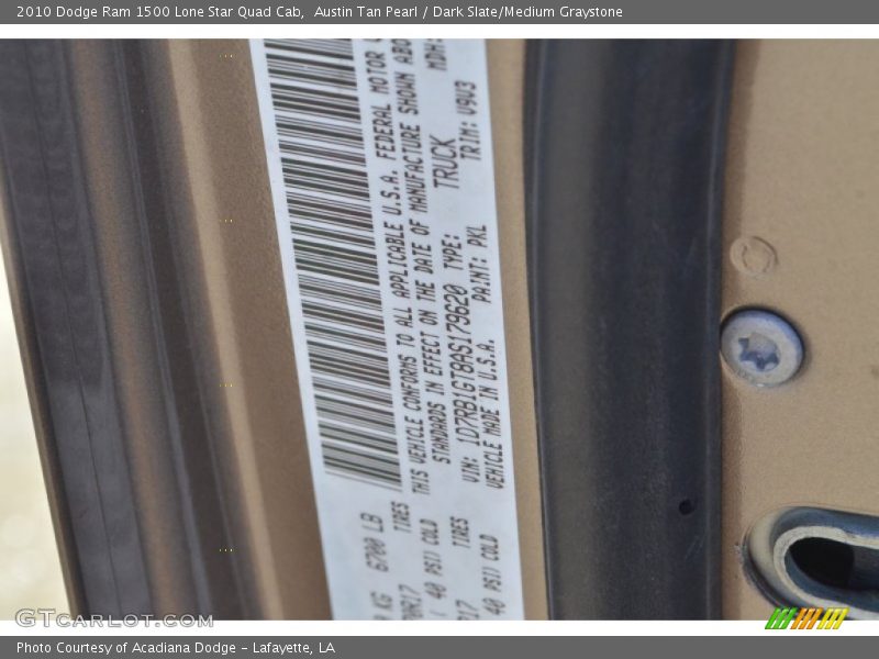 Austin Tan Pearl / Dark Slate/Medium Graystone 2010 Dodge Ram 1500 Lone Star Quad Cab