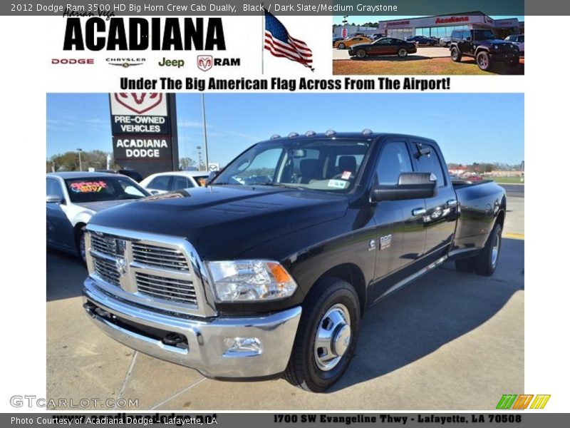 Black / Dark Slate/Medium Graystone 2012 Dodge Ram 3500 HD Big Horn Crew Cab Dually